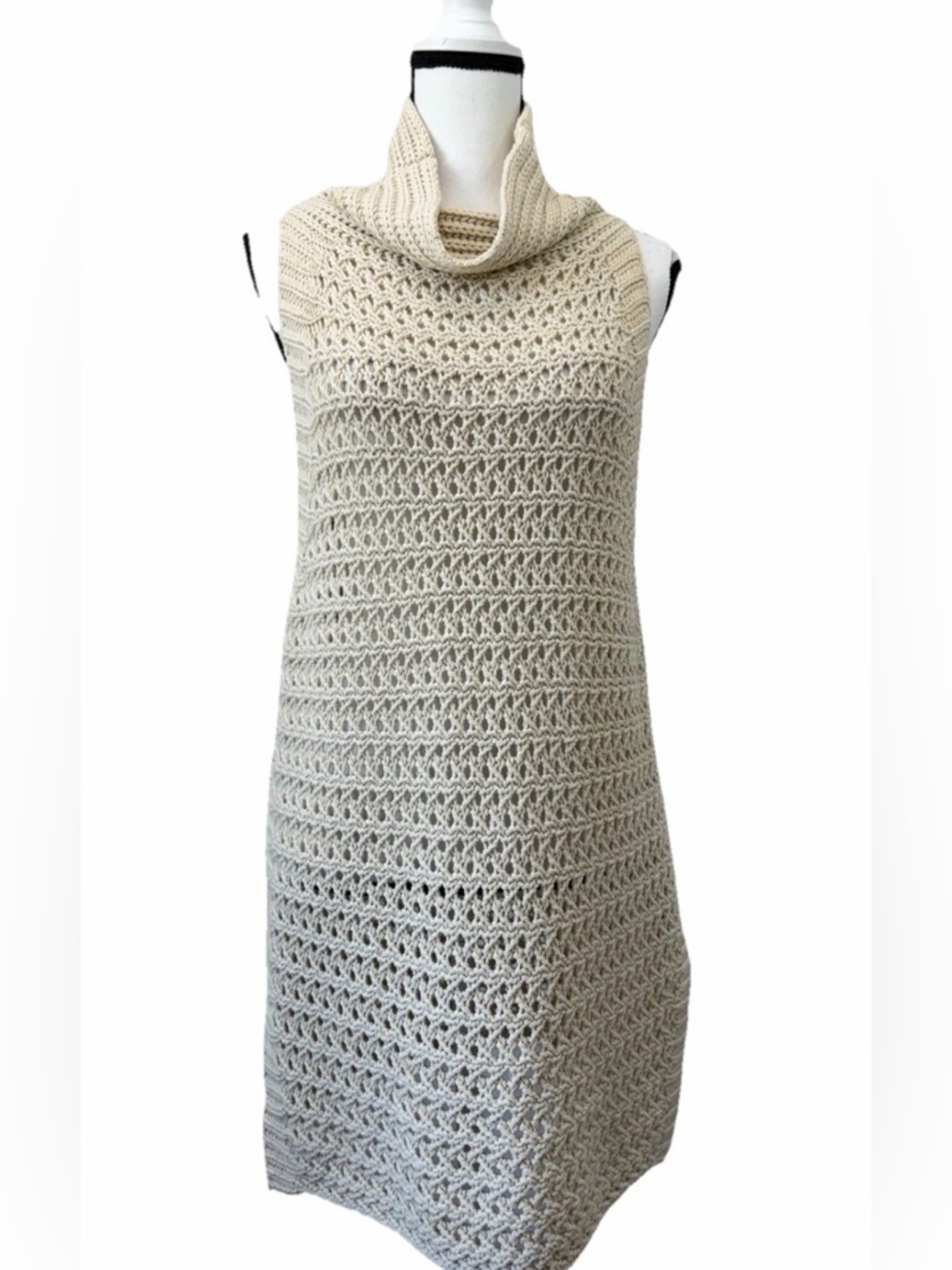 Free People Northern Lights Crochet Knit Beige Cream Vest Tunic Sweater Medium